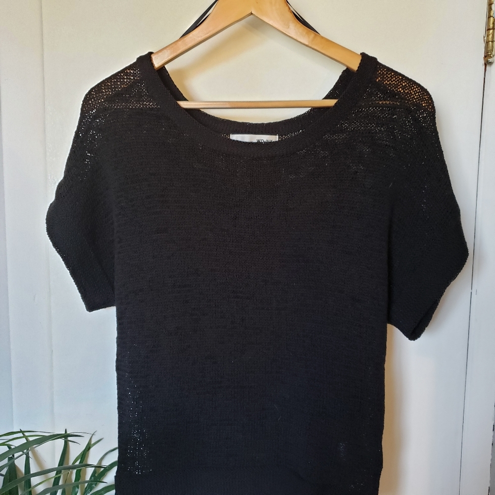 4/$30💕 WD.NY/ Black Loose Knit Short Slv Sweater